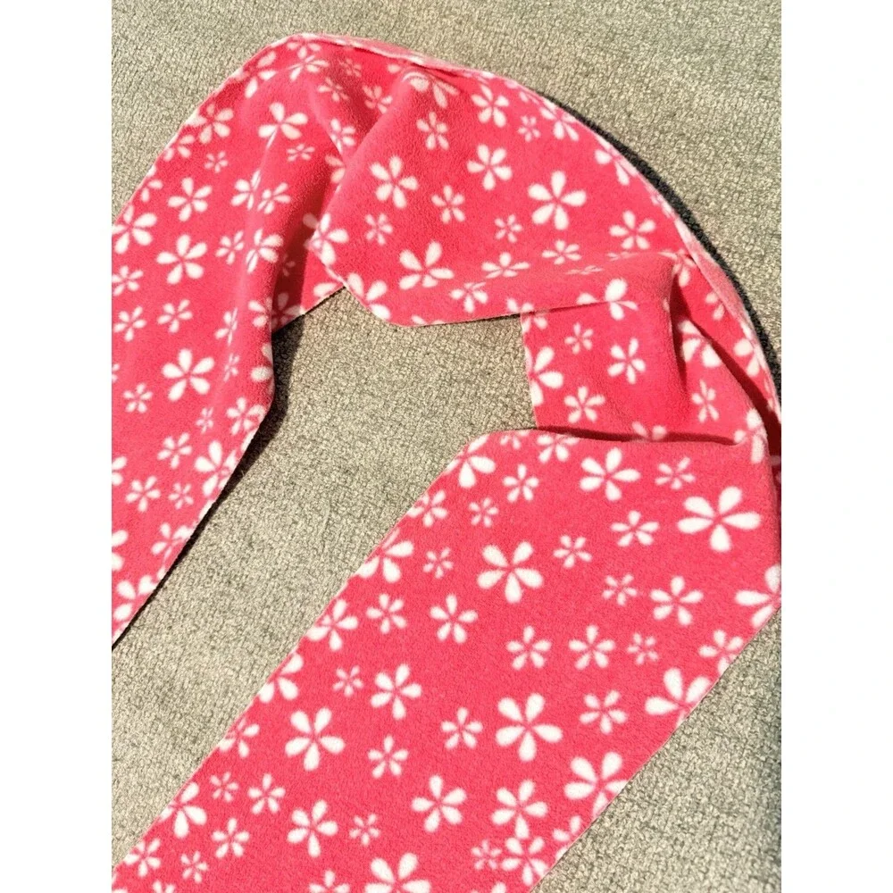 Pink floral fleece scarf w frindge soft cozy winter Accessory approximately 56